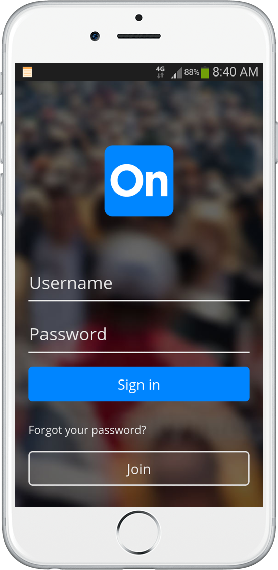 OnMarket iPhone showing login screen